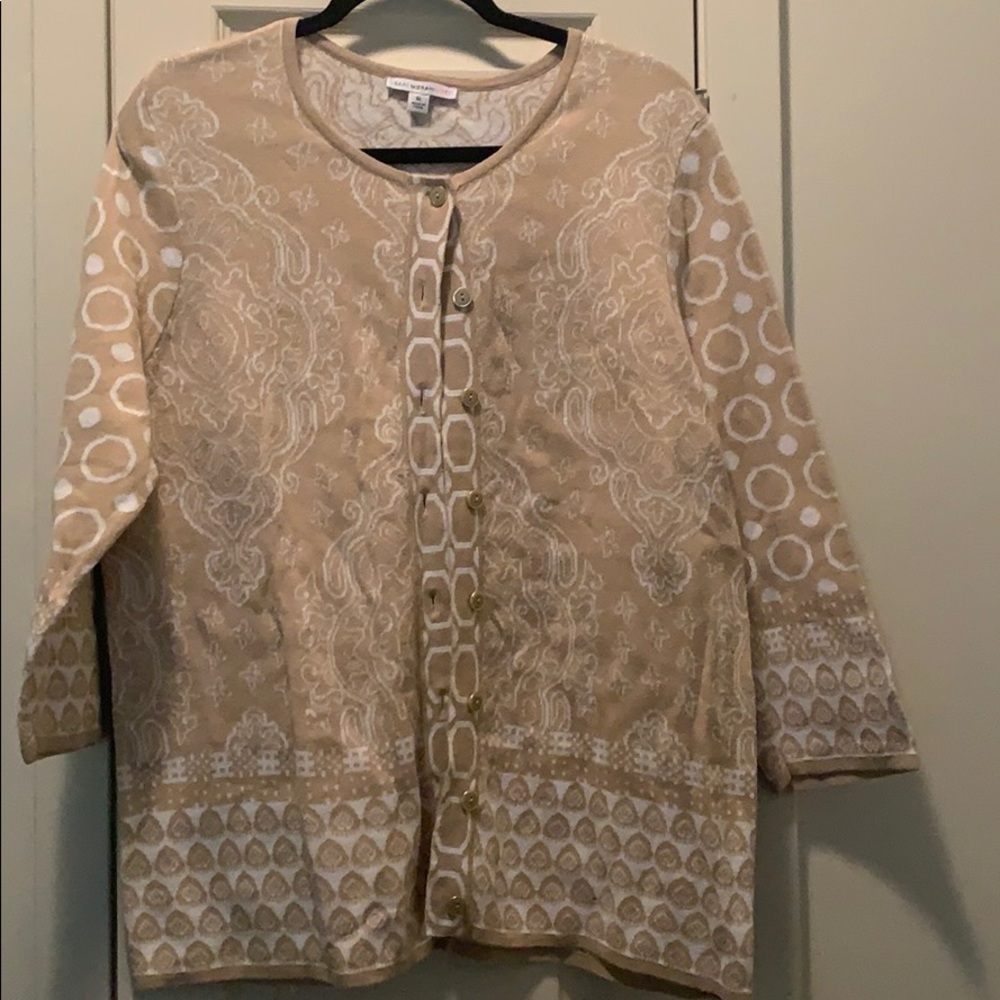 White and tan cardigan perfect mother in law gift